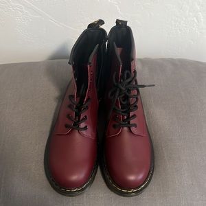 Dr Marten’s new in box boots red with side zip.